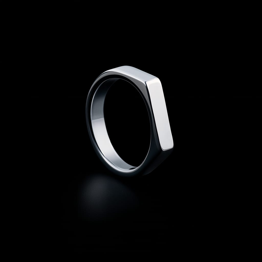 Men’s Minimalist Geometric Ring – Modern Square Edge Design in Gold & Silver | Premium Stainless Steel Finish