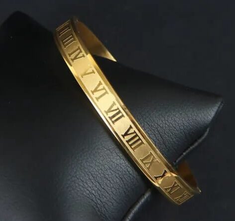 Men’s Black Roman Numeral Bangle – Stainless Steel Bracelet for Men’s Fashion & Gifts