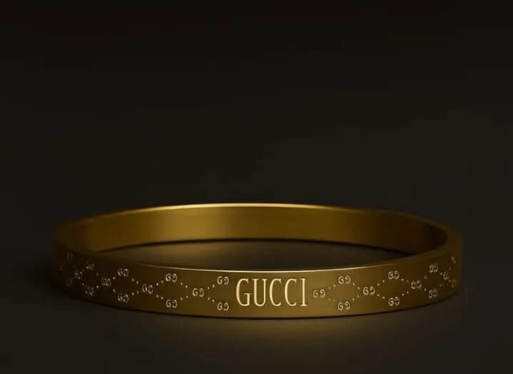 Gucci inspired Black Stainless Steel Bangle Bracelet – Luxury Fashion Accessory for Men & Women