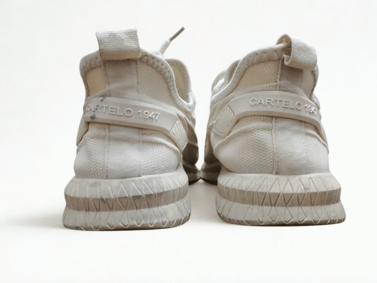 ivory knit performance sneakers with cushioned sole