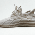 ivory knit performance sneakers with cushioned sole