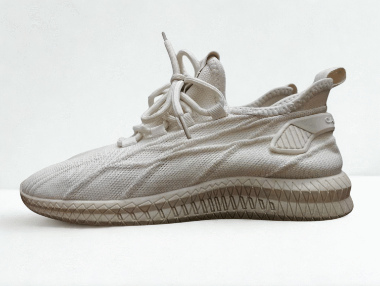 ivory knit performance sneakers with cushioned sole