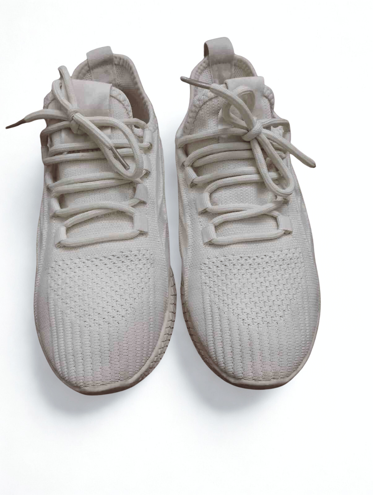 ivory knit performance sneakers with cushioned sole